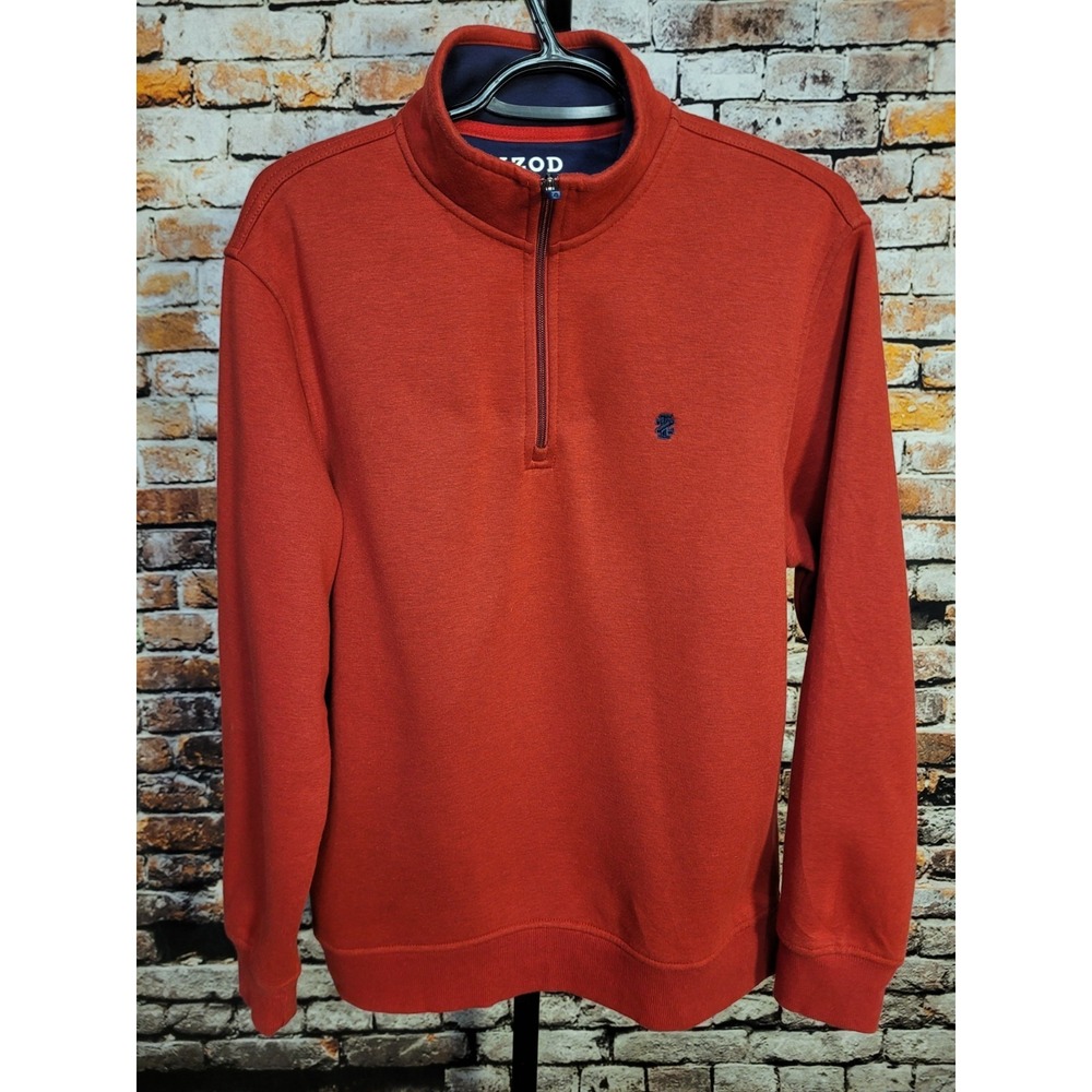 Izod Advantage Performance Stretch Men's Quarter Zip Fleece Pullover Red Medium